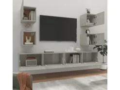 vidaXL 6-tlg. TV-Schrank-Set Betongrau Holzwerkstoff 4