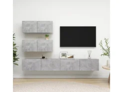 Best vidaXL 4-tlg. TV-Schrank-Set Betongrau Holzwerkstoff Modell 22