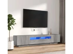 vidaXL 2-tlg. TV-Schrank-Set LED-Leuchten Grau Sonoma Holzwerkstoff 2