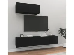 vidaXL 3-tlg. TV-Schrank-Set Schwarz Holzwerkstoff 2