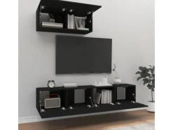 vidaXL 3-tlg. TV-Schrank-Set Schwarz Holzwerkstoff 2