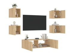 vidaXL 5-tlg. TV-Wohnwand mit LED-Leuchten Sonoma-Eiche