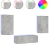 vidaXL 3-tlg. TV-Wohnwand mit LED-Leuchten Betongrau Modell 1