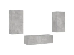 vidaXL 3-tlg. TV-Wohnwand mit LED-Leuchten Betongrau Modell 1