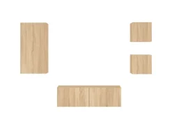 vidaXL 4-tlg. TV-Wohnwand mit LED-Leuchten Sonoma-Eiche Modell 2