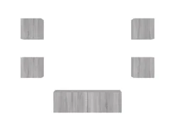 Online vidaXL 5-tlg. TV-Wohnwand mit LED-Leuchten Grau Sonoma