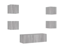 Online vidaXL 5-tlg. TV-Wohnwand mit LED-Leuchten Grau Sonoma