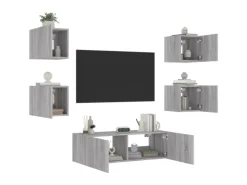 Online vidaXL 5-tlg. TV-Wohnwand mit LED-Leuchten Grau Sonoma