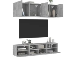 Sale vidaXL 5-tlg. Wohnwand Betongrau Holzwerkstoff Modell 3