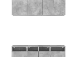 Sale vidaXL 5-tlg. Wohnwand Betongrau Holzwerkstoff Modell 3