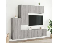 vidaXL 5-Tlg Wohnwand Grau Sonoma Holzwerkstoff 3216494