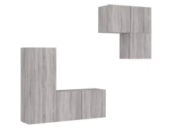 Hot vidaXL 4-Tlg Wohnwand Grau Sonoma Holzwerkstoff 3216433