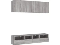 vidaXL 5-Tlg Wohnwand Grau Sonoma Holzwerkstoff 3216516