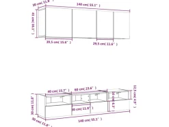 vidaXL 5-Tlg Wohnwand Grau Sonoma Holzwerkstoff 3216516