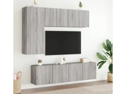 vidaXL 5-Tlg Wohnwand Grau Sonoma Holzwerkstoff 3216469