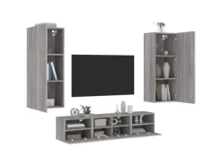 vidaXL 5-Tlg Wohnwand Grau Sonoma Holzwerkstoff 3216544