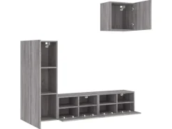 Discount vidaXL 4-Tlg Wohnwand Grau Sonoma Holzwerkstoff 3216505