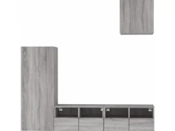 Discount vidaXL 4-Tlg Wohnwand Grau Sonoma Holzwerkstoff 3216505