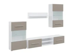 Outlet vidaXL 5-Tlg Wohnwand mit LED-Beleuchtung Holzwerkstoff 3324233 Steingrau