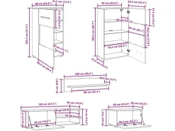 Outlet vidaXL 5-Tlg Wohnwand mit LED-Beleuchtung Holzwerkstoff 3324233 Steingrau