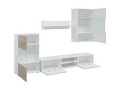 Outlet vidaXL 5-Tlg Wohnwand mit LED-Beleuchtung Holzwerkstoff 3324233 Steingrau