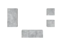vidaXL 5-tlg. Wohnwand mit LED-Beleuchtung Betongrau Holzwerkstoff Modell 7