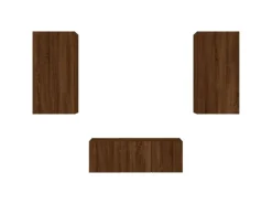 vidaXL 4-tlg. Wohnwand mit LED-Beleuchtung Braun Eiche Holzwerkstoff Modell 8