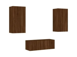 vidaXL 4-tlg. Wohnwand mit LED-Beleuchtung Braun Eiche Holzwerkstoff Modell 8