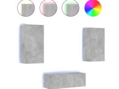Discount vidaXL 4-tlg. Wohnwand mit LED-Beleuchtung Betongrau Holzwerkstoff Modell 5