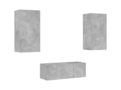 Discount vidaXL 4-tlg. Wohnwand mit LED-Beleuchtung Betongrau Holzwerkstoff Modell 5
