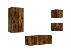 New vidaXL 5-Tlg Wohnwand mit LED-Beleuchtung Räuchereiche Holzwerkstoff 3216829