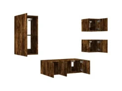 New vidaXL 5-Tlg Wohnwand mit LED-Beleuchtung Räuchereiche Holzwerkstoff 3216829