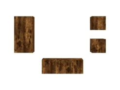 New vidaXL 5-Tlg Wohnwand mit LED-Beleuchtung Räuchereiche Holzwerkstoff 3216829