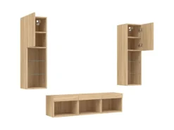 Best vidaXL 5-tlg. Wohnwand mit LED-Beleuchtung Sonoma-Eiche Holzwerkstoff Modell 2