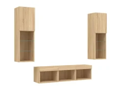 Best vidaXL 5-tlg. Wohnwand mit LED-Beleuchtung Sonoma-Eiche Holzwerkstoff Modell 2
