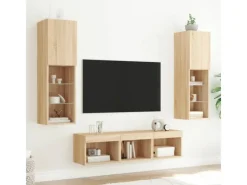Best vidaXL 5-tlg. Wohnwand mit LED-Beleuchtung Sonoma-Eiche Holzwerkstoff Modell 2