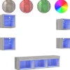 vidaXL 7-tlg. Wohnwand mit LED-Beleuchtung Grau Sonoma Holzwerkstoff