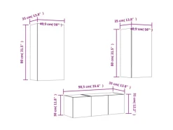 Hot vidaXL 4-Tlg Wohnwand mit LED-Beleuchtung Räuchereiche Holzwerkstoff 3216822