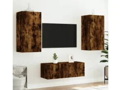 Hot vidaXL 4-Tlg Wohnwand mit LED-Beleuchtung Räuchereiche Holzwerkstoff 3216822