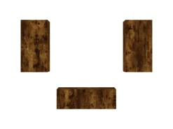 Hot vidaXL 4-Tlg Wohnwand mit LED-Beleuchtung Räuchereiche Holzwerkstoff 3216822