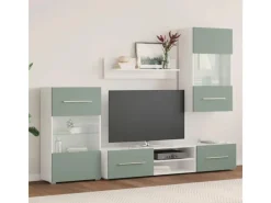 vidaXL 5-Tlg Wohnwand mit LED-Beleuchtung Holzwerkstoff 3324232