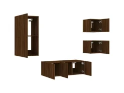 vidaXL 5-tlg. Wohnwand mit LED-Beleuchtung Braun Eichen-Optik Modell 8