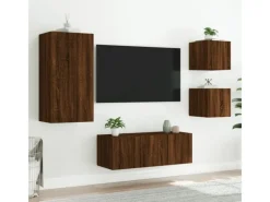 vidaXL 5-tlg. Wohnwand mit LED-Beleuchtung Braun Eichen-Optik Modell 8