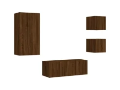 vidaXL 5-tlg. Wohnwand mit LED-Beleuchtung Braun Eichen-Optik Modell 8