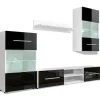 Discount vidaXL 4-Tlg Wohnwand mit TV-Schrank & LED-Leuchten Hochglanz-Schwarz 242573