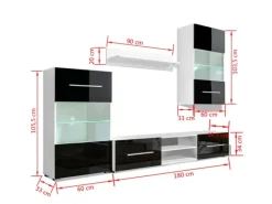 Discount vidaXL 4-Tlg Wohnwand mit TV-Schrank & LED-Leuchten Hochglanz-Schwarz 242573
