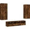 Online vidaXL 5-Tlg Wohnwand Räuchereiche Holzwerkstoff 3216543