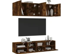 vidaXL 5-Tlg Wohnwand Räuchereiche Holzwerkstoff 3216515