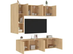vidaXL 5-tlg. Wohnwand Sonoma-Eiche Holzwerkstoff Modell 3