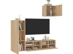 vidaXL 4-Tlg Wohnwand Sonoma-Eiche Holzwerkstoff 3216502